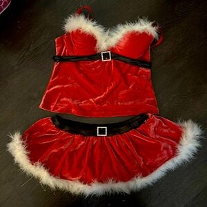 Sexy Santa costume. Red bralette crop top,  short red Santa skirt Never worn!